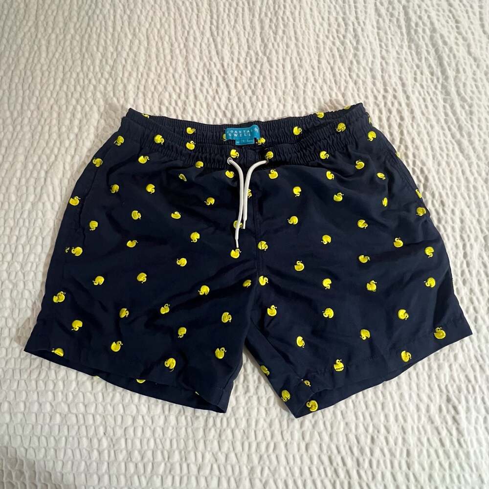 Coastal Swell Rubber Duckie Board Shorts Size L Mens Beach Summer Resort Fun